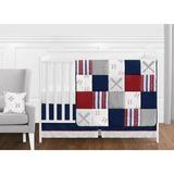 Sweet Jojo Designs Baseball Patch 11 Piece Crib Bedding Set Polyester in Blue/Gray/Red, Size 54.0 W in | Wayfair BaseballPatch-11