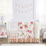 Sweet Jojo Designs Watercolor Floral 4 Piece Crib Bedding Set Polyester in Green/Yellow, Size 45.0 W in | Wayfair WatercolorFloral-PC-GR-Crib-4