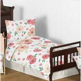 Sweet Jojo Designs Watercolor Floral 5 Piece Toddler Bedding Set Polyester in Pink | Wayfair WatercolorFloral-PC-GR-Tod