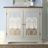 Laurel Foundry Modern Farmhouse® Gorton 2 Door Mirrored Accent Cabinet Wood in White, Size 34.0 H x 36.0 W x 15.0 D in | Wayfair
