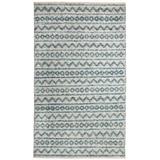 World Menagerie Edwa Oriental Hand-Knotted Wool Teal/Ivory Area Rug Wool in Brown/White, Size 24.0 W x 0.24 D in | Wayfair