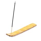 Sunny Delight,'Sunny Yellow Resin Striped Wood Incense Holder from India'
