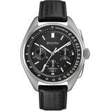 Men's Special Edition Moon Chronograph Black Leather Strap Watch & Nylon Strap 45mm 96b251 - Metallic - Bulova Watches