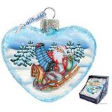 The Holiday Aisle® Love Heart Accordion Santa Glass Ornament Holiday Splendor Collection Glass in Blue/White, Size 4.25 H x 3.5 W x 3.0 D in Wayfair