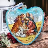 The Holiday Aisle® Limited Edition Heart XLG Nativity Oversized Limited Edition Heart Glass in Blue/Yellow, Size 5.5 H x 5.0 W x 5.0 D in | Wayfair