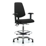 Blue Ridge Ergonomics Drafting Chair Upholstered/Metal in Black, Size 43.0 H x 27.0 W x 25.0 D in | Wayfair ESD-FHBCH-MB-CR-T0-A1-CF-EG-ESDBLK