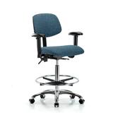 Symple Stuff Hermione Ergonomic Drafting Chair Upholstered/Metal in Green/Blue, Size 36.5 H x 27.0 W x 25.0 D in | Wayfair