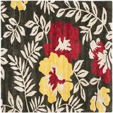 Winston Porter Aalst Floral Handmade Tufted Brown/Yellow/Red Area Rug Viscose/Wool in Brown/Red/Yellow, Size 72.0 W x 0.63 D in | Wayfair