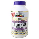 Fish Oil 1000 mg 180 Enteric Coated Softgels, 21st Century Health Care