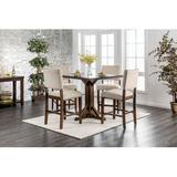 Gracie Oaks Hong 5 Piece Counter Height Breakfast Nook Dining Set Wood/Upholstered Chairs in Brown, Size 36.0 H in | Wayfair