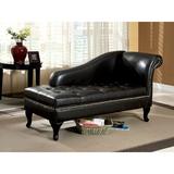Darby Home Co Marcela Chaise Lounge Faux Leather/Wood in Black/Brown, Size 33.25 H x 62.0 W x 24.75 D in | Wayfair AF4755DD19204D9495D2875D4F2E2B40