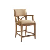 Tommy Bahama Home Los Altos Bar & Counter Stool Wood/Upholstered in Brown/Yellow, Size 39.0 H x 23.5 W x 24.0 D in | Wayfair 01-0566-895-01