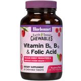 EarthSweet Chewable Vitamin B-6, B-12 Plus Folic Acid, Natural Raspberry Flavor, 60 Tablets, Bluebonnet Nutrition