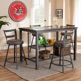 17 Stories Karina 5 Piece Pub Table Set Wood/Metal/Upholstered Chairs in Brown/Gray, Size 36.02 H x 53.94 W x 31.97 D in | Wayfair