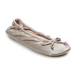 isotoner Women's Satin Ballerina Slippers, Size: Large, Beig/Green