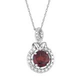 "10k White Gold Garnet & 1/6 Carat T.W. Diamond Halo Pendant Necklace, Women's, Size: 18"", Red"