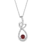 "10k White Gold Garnet & 1/8 Carat T.W. Diamond Infinity Heart Pendant Necklace, Women's, Size: 18"", Red"