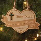 The Holiday Aisle® Forever in Our Hearts Personalized Wood Shaped Ornament Wood in Brown, Size 3.6 H x 3.6 W x 0.25 D in | Wayfair
