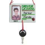 The Holiday Aisle® Drivers License Photo Frame Personalized Hanging Photo Ornament Plastic in White, Size 7.0 H x 5.0 W x 0.25 D in | Wayfair