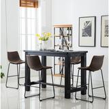 Union Rustic Shoemaker 5 - Piece Bar Height Dining Set Wood/Metal/Upholstered Chairs in Black/Brown, Size 42.0 H in | Wayfair