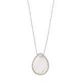 Sterling Silver Mother-of-Pearl & Cubic Zirconia Teardrop Pendant Necklace, Women's, White