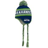 Youth College Navy/Neon Green Seattle Seahawks Jacquard Tassel Knit Hat with Pom