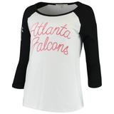 Women's Junk Food White/Black Atlanta Falcons Retro Script Raglan 3/4-Sleeve T-Shirt