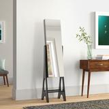 Mercury Row® Rossman Jewelry Armoire w/ Mirror Wood/Manufactured Wood in Black, Size 61.0 H x 14.5 W x 13.5 D in | Wayfair