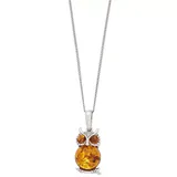 "Sterling Silver Baltic Amber Owl Pendant Necklace, Women's, Size: 18"", Brown"