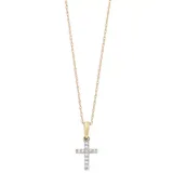 "Two Tone 10k Gold Diamond Accent Cross Pendant Necklace, Women's, Size: 18"", White"