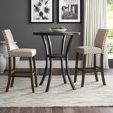 Winston Porter Carliana 2 - Person Bar Height Rubberwood Solid Wood Dining Set Wood/Metal/Upholstered Chairs in Brown, Size 42.0 H in | Wayfair
