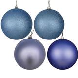 Vickerman 571088 - 6" Periwinkle 4 Assorted Finish Ball Christmas Tree Ornament (4 pack) (N591529BX)