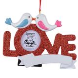 The Holiday Aisle® Love Photo Frame Personalized Hanging Figurine Ornament in Red, Size 3.55 H x 4.7 W x 0.8 D in | Wayfair