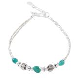 Summer Relaxation,'Silver and Turquoise Beaded Bracelet from Thailand'