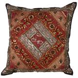 Bungalow Rose Handmade Sari Sitara Design Cotton Euro Pillow Down/Feather/Cotton in Brown, Size 26.0 H x 26.0 W x 4.25 D in | Wayfair