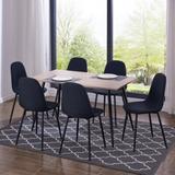 Brayden Studio® Kindle 6 - Person Dining Set Wood/Upholstered Chairs in Black/Brown/White, Size 29.5 H in | Wayfair