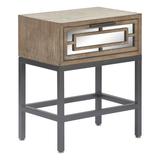 Tommy Hilfiger Hayworth Side Table w/ Mirrored Drawer Wood in Brown/Gray, Size 23.5 H x 19.75 W x 13.5 D in | Wayfair FUST10065A