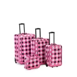 Rockland 4 Piece Printed Luggage Set - Pink Dot