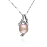 Belk & Co Sterling Silver Pink Cultured Freshwater Pearl And Diamond Pendant
