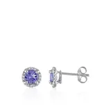 Belk & Co Tanzanite And Diamond Earrings In 10K White Gold, Purple