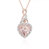 Belk & Co 10K Rose Gold Morganite And Diamond Heart Pendant, Pink