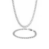 Belk & Co Men's Stainless Steel Necklace And Bracelet Set, Gray