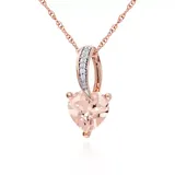 Belk & Co 10K Rose Gold Morganite And Diamond Heart Pendant, Pink