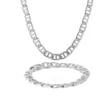 Belk & Co Mens Stainless Steel Necklace And Bracelet Set, Gray