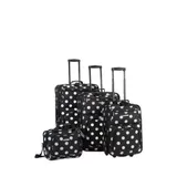 Rockland 4 Piece Luggage Set - Black Dot