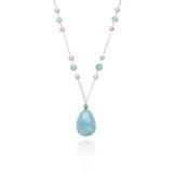 Belk & Co Women's Sterling Silver Milky Aquamarine and Freshwater Pearl Necklace, 18 in