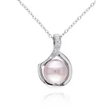 Belk & Co Sterling Silver Pink Cultured Freshwater Pearl And Diamond Pendant, 18 In