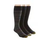 Gold Toe® Men's Big & Tall Fashion Multi Stripe And Solid Socks - 3 Pack, Black, L (13 - 16)