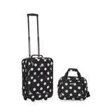 Rockland 2 Piece Luggage Set - Black Dot