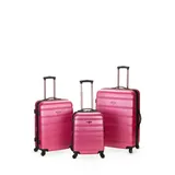 Rockland Pink Melbourne 3 Piece ABS Luggage Set